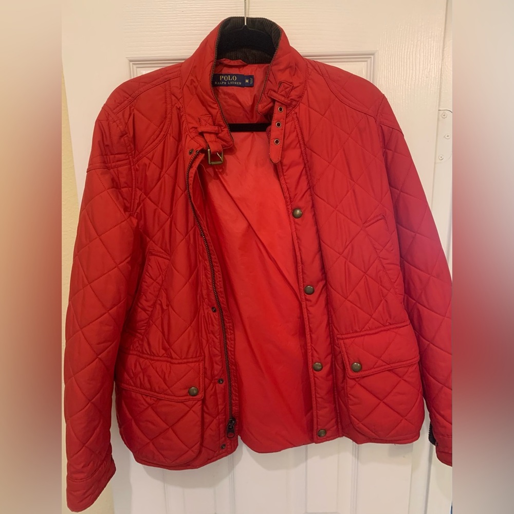 Polo Ralph Lauren red quilted jacket, size medium